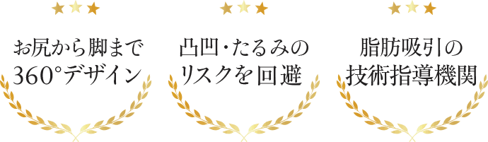 お尻から脚まで360°デザイン 凸凹・たるみのリスクを回避 脂肪吸引の技術指導機関
