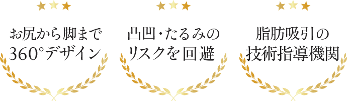 お尻から脚まで360°デザイン 凸凹・たるみのリスクを回避 脂肪吸引の技術指導機関